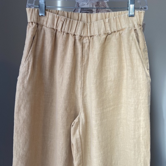 Poetry Cropped Trousers Garment-Dyed Linen in Buttermilk Cream Yellow Lagenlook - Picture 4 of 11